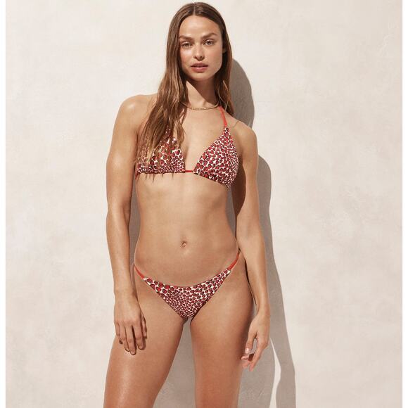 J.Crew 90s No Tie String Bikini Bottom Reversible Print Strawberry Red Large NWT - Picture 1 of 9